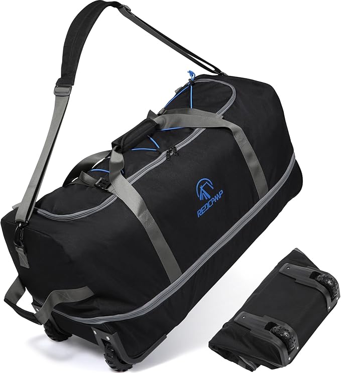 REDCAMP 85L/120L/140L Foldable Duffle Bag with Wheels, Large Travel Duffel Bag