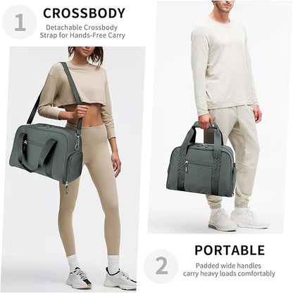 SeaRock 14 inch Small Gym Bag for Women & Men - Mini Duffle Bag for Travel, Sports, Workout, Weekender & Overnight with Shoe Compartment Dark Grey