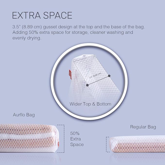 Mesh Laundry Bags for Delicates – 2 XLarge Durable Net with Anti Rust Zipper, Hanging Loop-Garment Safe Wash Bags and Organizer for Washing Machine, Lingerie, Jacket, Bra, Shoes, Sweater, Travel.