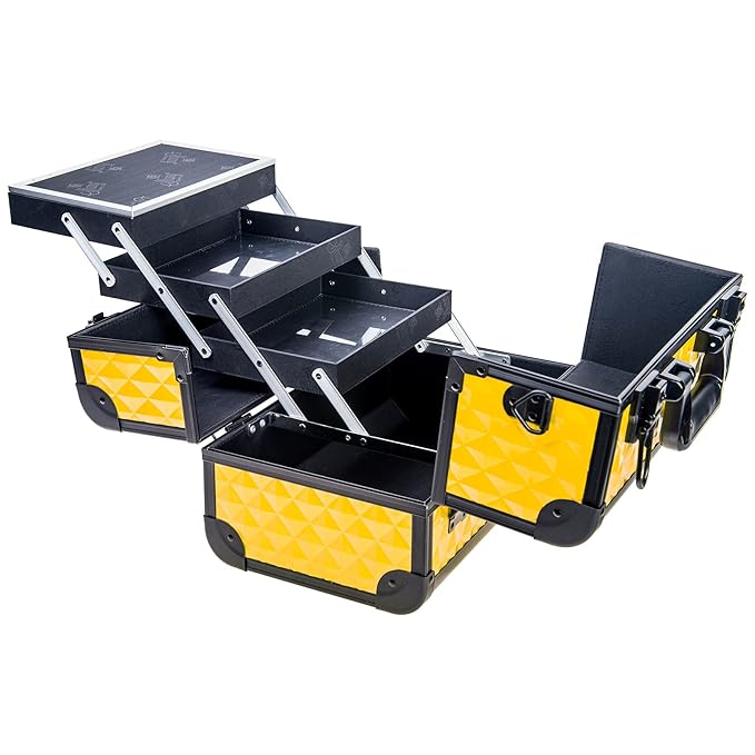 SHANY Premier Fantasy Professional Makeup Train Case Cosmetic Box Portable Makeup Case Organizer Jewelry storage with Locks, 3 Trays, Makeup Brush Holder and Cosmetics Mirror - NY Taxi