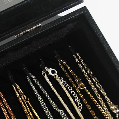 Coward 20 Hooks Necklace Organizer Jewelry Box, Dustproof Necklace Display Holder Case, Black Velvet Necklace Display Tray Case with Transparent Glass Lid for Home Use or Store Selling Show