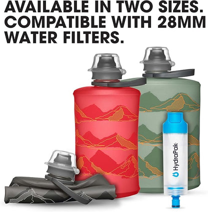 HydraPak Stow - Collapsible Backpacking Water Bottle (350ml, 500ml, 1L) - BPA Free, Ultra Light, Spill-Proof Twist Cap