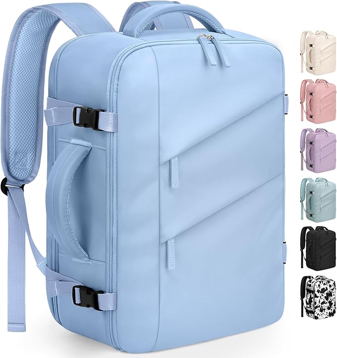 Capolo Travel Backpack for Women Men Waterproof Laptop Backpack Flight Approved Carry On Backpack Overnight Weekender Bag College Bookbag for Business, Work, Traveling Fits 17 '' Laptop,Light Blue
