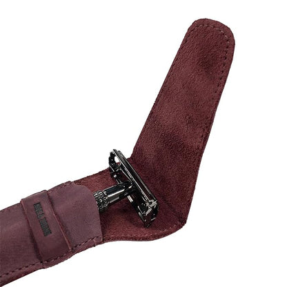 Hide & Drink, Leather Safety Razor Case, Shaving Accessories, Personal Care Essentials, Handmade Includes 101 Year Warranty (Sangria)