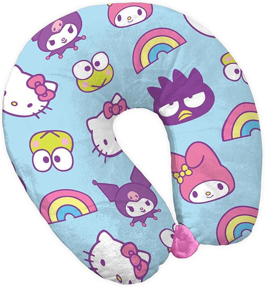 Northwest Hello Kitty & Friends Keep It Kind Travel Neck Pillow, U-Shaped Plush Cushion for Airplane, Traveling, Car, 12x13 inches