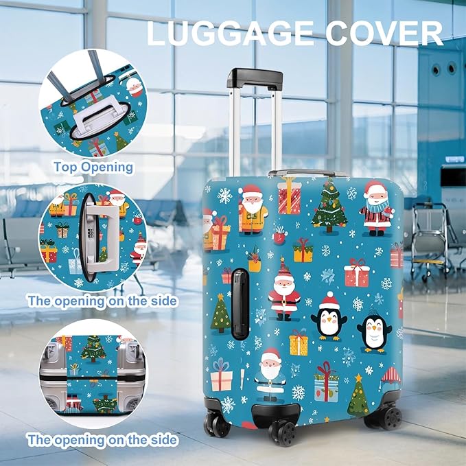 Christmas & Cute Animal Luggage Cover – Stretchable Waterproof Suitcase Protector, Holiday & Travel Luggage Sleeve, Multiple Patterns, M