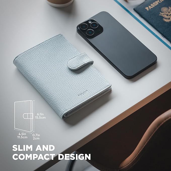 VULKIT Leather Passport Travel Wallet for 2 Passports Pocket Slim Double Passport Holder RFID Blocking with ID Window for Women or Men