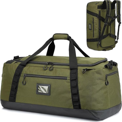 TUGUAN Extra Large Travel Duffle Bag Backpack for Men with Adjustable Dividers 120L Big Weekend Overnight Bag with ID Pocket Shoulder Strap Heavy Duty Sports Duffel Bags for Camping Gym, Green