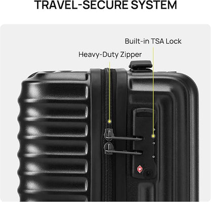 NINETYGO Carry On Luggage 22x14x9 Airline Approved, 20 Inch Luggage with Smooth Double Spinner Wheels, Hard Shell PC+ABS Suitcase Carry-On, Lightweight Travel Luggage, TSA Approved (Green, Himalayas)