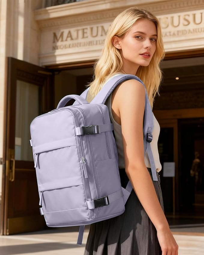 Large Carry On Backpack Flight Approved Personal Item Travel Backpack For Women Airline Approved Waterproof Sports Luggage Backpack Casual Daypack Small Hiking Backpack Purple Backpack