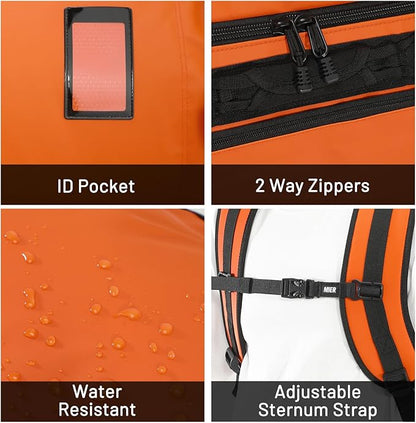 MIER Large Duffle Backpack Sports Gym Bag with Shoe Compartment, Heavy Duty and Water Resistant, Orange, 60L