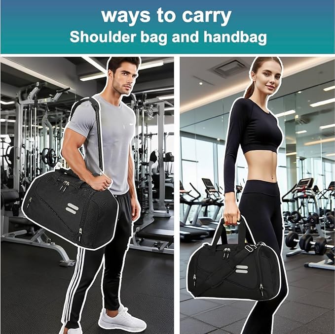 Urbanstand Gym Bag for Men & Women - 30L Duffel Bag with Shoe Compartment, Carry On Weekender Water Resistant Duffle Bag for Travel, Sports, Fitness & Workout, Black
