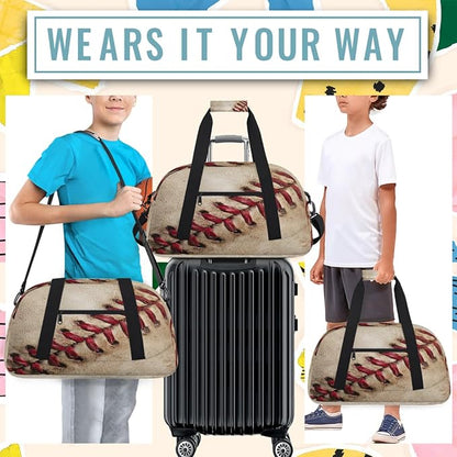 Kids Duffle Bag Girls Boys Close Up Old Vintage Baseball Weekender Overnight Bag,Lightweight Duffel Bags for Traveling Gym Sport Dance