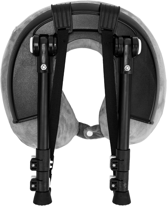 Neck Pillow for Traveling, Luxury Travel Neck Pillow for Airplane 100% Pure Memory Foam Adjustable Travel Pillow for Flight Sleep, Portable Plane Accessories, Light Grey