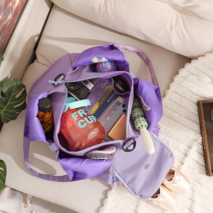 Personalized Duffel Bag Custom Sport Gym Travel Bags Embroidered Name Text Customized Dry Wet Separated Weekend Waterproof Bag for Women Men (C-Purple)