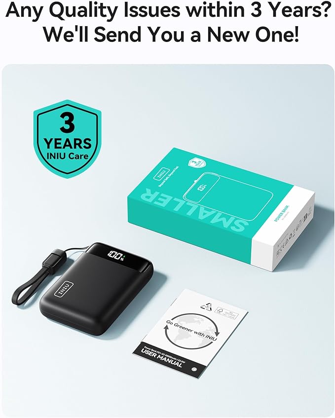 INIU Portable Charger, Smallest 22.5W 20000mAh USB C in & Out Power Bank Fast Charging, PD 3.0+QC 4.0 LED Display Phone Battery Pack Compatible with iPhone 17 16 15 14 Pro Samsung S24 Google iPad etc