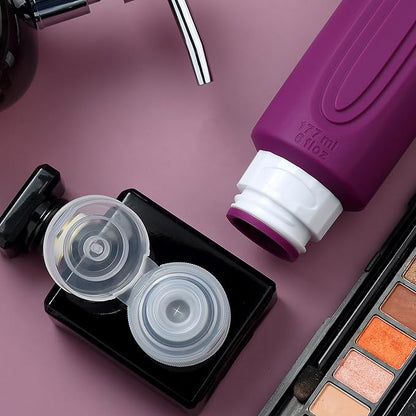 Travel Bottles for Toiletries, Large 6oz Oversize Containers, BPA Free Leak Proof Tubs Refillable Liquid Traveler Accessories with Toiletry Bag for Cometic Shampoo and Lotion Soap (4 Pack)