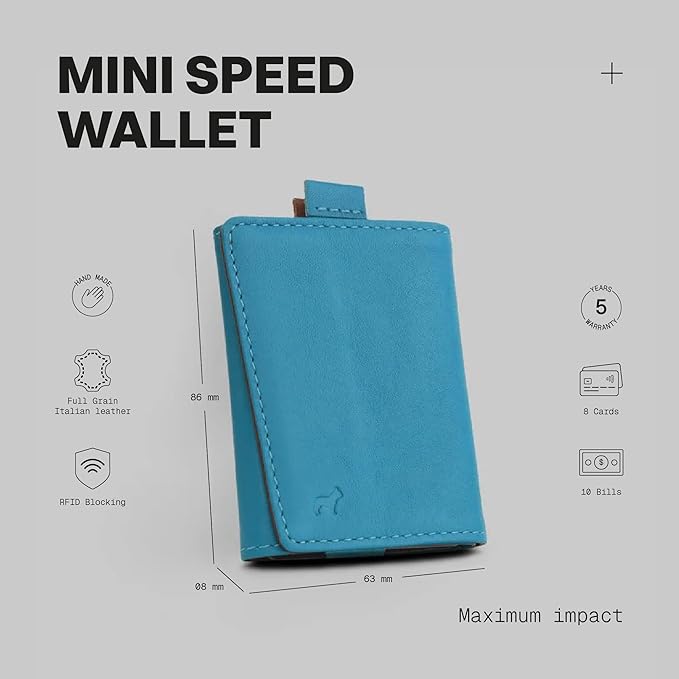The Frenchie Co. - Speed Wallet Mini - Ultra-Slim RFID Blocking Card Holder - Quick-Access Pull Tab - Full-Grain Italian Leather Minimalist Front Pocket Wallet for Men & Women