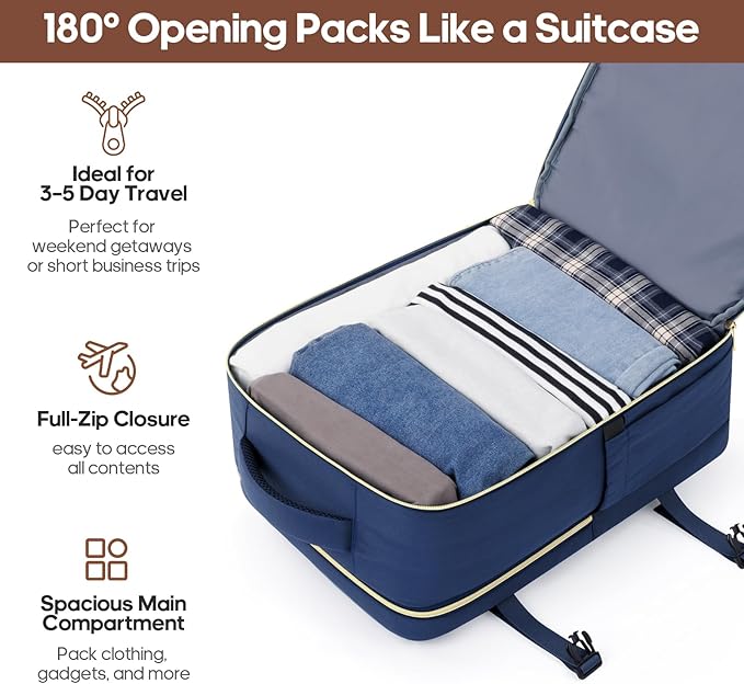 Luggage Sets 3 Piece, Carry On Luggage 20In With Spinner Wheels,PC Hardside Suitcase Set with TSA Lock,Durable Carry On Suitcase With Travel Backpack for Men (Navy Blue, 3 piece set (BP/20inch))