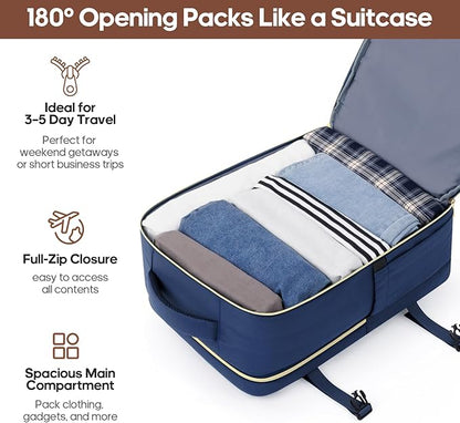 Luggage Sets 3 Piece, Carry On Luggage 20In With Spinner Wheels,PC Hardside Suitcase Set with TSA Lock,Durable Carry On Suitcase With Travel Backpack for Men (Navy Blue, 3 piece set (BP/20inch))