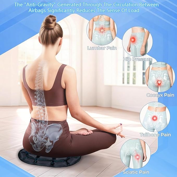 Travel Seat Cushion U-Shape Airplane Seat Cushion for Long Flights 3D Air Inflatable Pressure Relief Cushion for Hemorrhoid and Tailbone Pain Relief in Car, Air Travel, Office Chairs, Home Living
