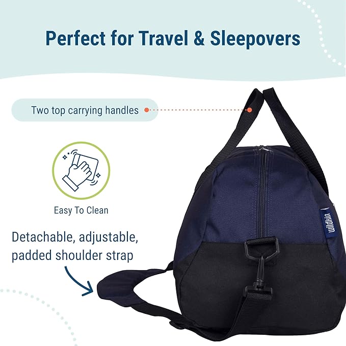 Wildkin Kids Overnighter Duffel Bag – Carry-On Size, Ideal for School & Sleepovers – Whale Blue