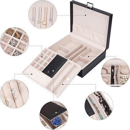 Jewelry Box Organizer, Travel Jewelry Storage Boxes Necklace Holders Display Tray Storage Case(BLACK) ¡­