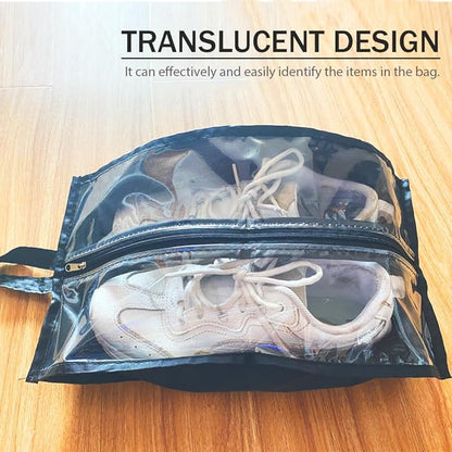 Shoe Bags for Travel 6 Pack Large Multi-color Shoe Pouch for Men Women Waterproof Translucent Portable Shoe Organizer bag with Sturdy Zipper and Handle