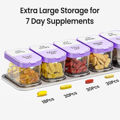Daviky Large Pill Organizer 7 Day, Weekly XL Pill Box 2 Times a Day, Extra Big Medicine Case AM PM for Vitamins, Supplements and Medication