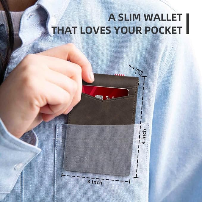 Zitahli Wallet for Men-6 Slots ID Window-Mens Wallets-Slim Wallet Classic Spring Money Clip RFID Blocking-Gift for Men