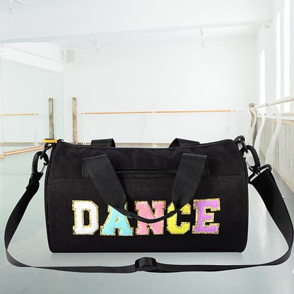 Dance Ballet Bag for Girls Sport Gym Duffle Bags Overnight Travel Bags Fun Dance Workout Duffel Bag Toddler Cute Bag for Dancers, Girls, Teens, Student Athletes