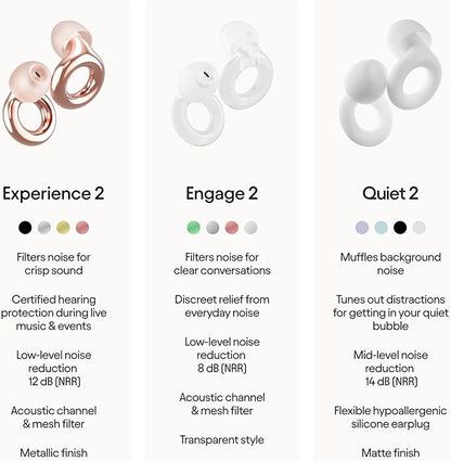Loop Experience 2 Ear Plugs – Stylish Certified Hearing Protection for Concerts & Festivals, Live Events, Musicians, Sports, DJs and Nightlife – 17dB Noise Reduction Earplugs (High-Fidelity)