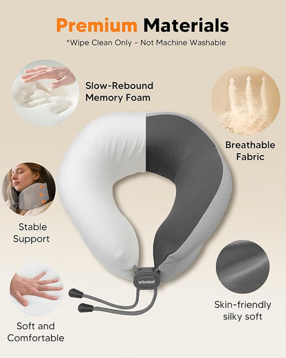 arboleaf Heated Neck Pillow for Travel, Memory Foam Airplane Pillow with Graphene Zoned Heating, USB-C Rechargeable, 360° Support — Comfort & Neck Pain Relief for Long Flights, Car & Office