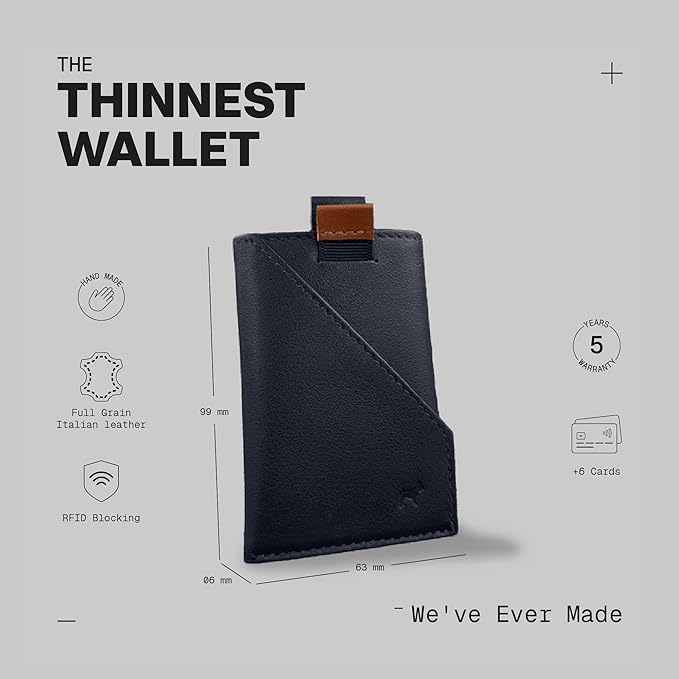 The Frenchie Co. - Speed Cardholder - Minimalist Front-Pocket Wallet - Ultra-slim RFID Blocking Card Holder - Quick-access Front Slot, Holds up to 6 Cards, Full-grain Italian Leather