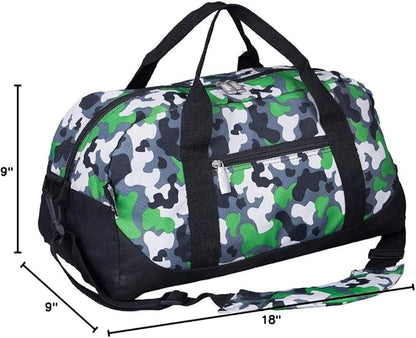 Wildkin Kids Overnighter Duffel Bag – Carry-On Size, Ideal for School & Sleepovers – Green Camo