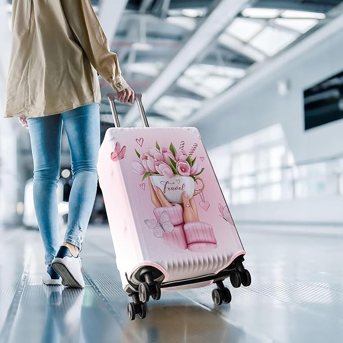 Travel Luggage Cover Suitcase Protector Fits 18-32 Inch Wheel Covers PatternedTravel Related Items Flower Luggage Protector Elastic M