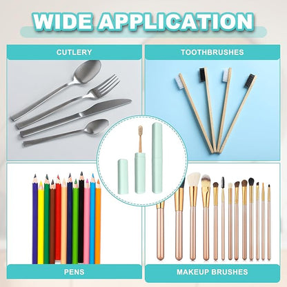 uxcell 4Pcs Travel Toothbrush Case, 8.27 x 1.38 Portable Travel Toothbrush Holder, Plastic Toothpaste Container for Bathroom, Gym, Business Trip, Camping, Green