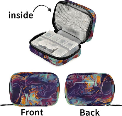 Energy Purple Green Pill Organizer Box Case Container Holder 7 Days Weekly Travel Cute Vitamin Dispenser Sorter Planner Storage Small Compact Men Women