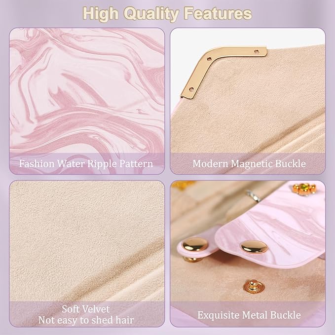 Yoobao Small Travel Jewelry Case for Women Girls, Triangle Jewelry Box Organizer, Foldable Storage Case for Necklaces Earrings Rings Bracelets, Travel Essentials, Ideal Present for Christmas