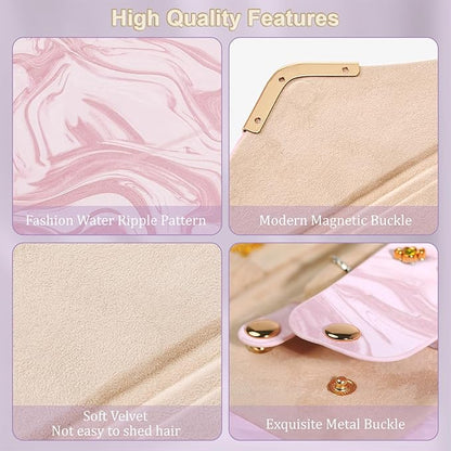 Yoobao Small Travel Jewelry Case for Women Girls, Triangle Jewelry Box Organizer, Foldable Storage Case for Necklaces Earrings Rings Bracelets, Travel Essentials, Ideal Present for Christmas