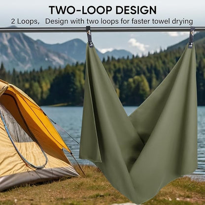 APEXUP Microfiber Travel Towel, Ultra Absorbent Quick Dry Towels, Lightweight Gym Sports Camping Towel for Workout, Yoga, Beach, Shower, Swimming (Combo, Army Green)