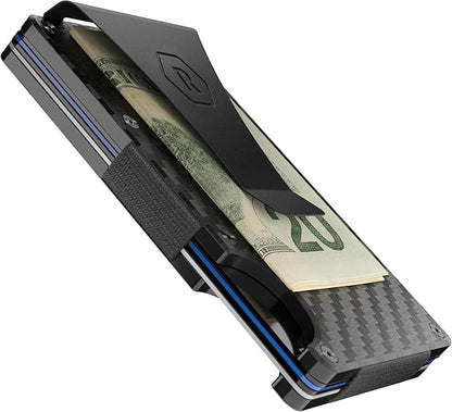 The Ridge Wallet - Slim Minimalist Compact Wallet and Card Holder| RFID Protected Front Pocket Wallets | Integrated Money Clip | Carbon Fiber 3K