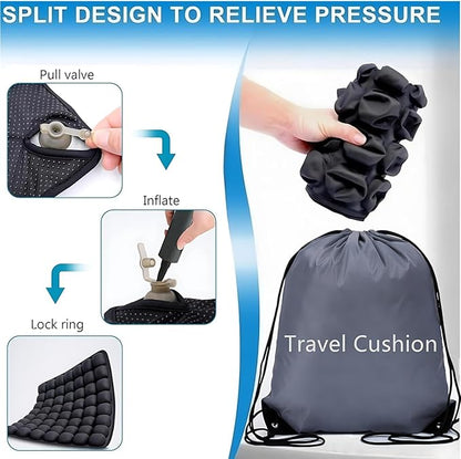 Travel Cushion Airplane Seat,Portable Inflatable Seat Cushion for Long Flights, Car Seat, Office Chairs, and Wheelchair (42 Air Bag with Air Pump and Storage Bag)