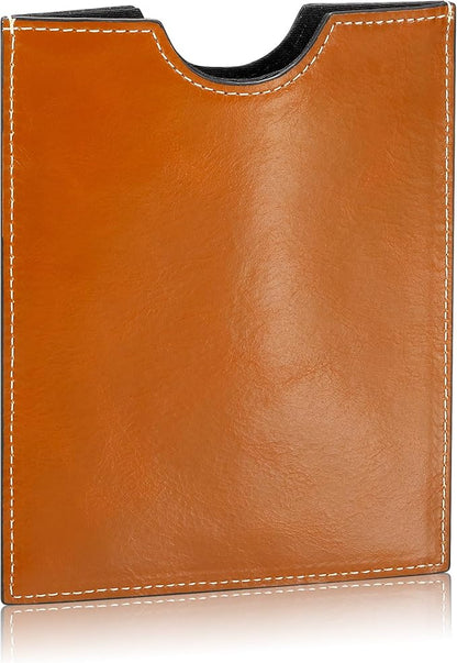 HISCOW Minimalist Passport Sleeve - Italian Calfskin (Antiqued Brown)