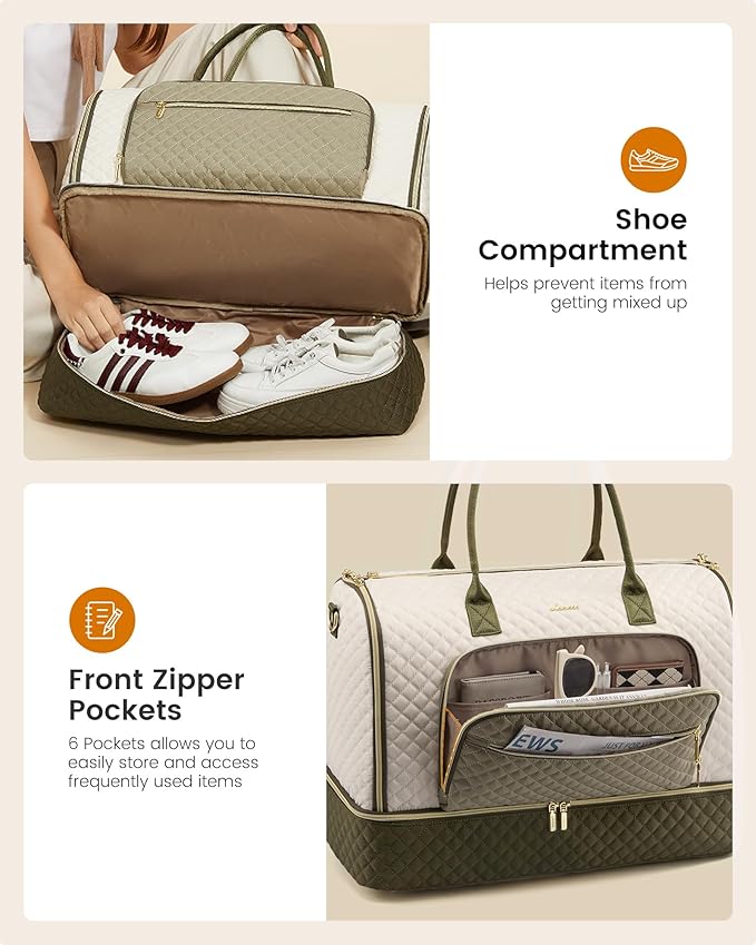 LOVEVOOK Convertible Travel Duffle Bag for Women Men, Garment Bag for Travel, Quilted Overnight Weekender Carry On Duffel Bags for Airplane, Suit Bags for Trip, Business