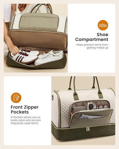 LOVEVOOK Convertible Travel Duffle Bag for Women Men, Garment Bag for Travel, Quilted Overnight Weekender Carry On Duffel Bags for Airplane, Suit Bags for Trip, Business