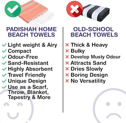 Turkish Beach Towels, Bulk Case of 12 | Oversized, Quick Dry, Sand Free | 100% Cotton, Large 38x71 Towels for Beach, Pool, Travel | Ultra-Soft, Compact, Absorbent | Orange