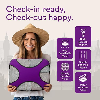 Shacke 6 Set Packing Cubes for Travel - Compression Packing Bags/Travel Organizer - Luggage Organizer Bags for Traveling - Travel Essentials for Women - Cruise Must Haves Packing List