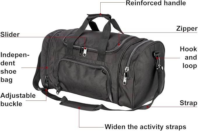 Tactical Travel Duffle Bag with Shoes Compartment Weekender Bags Carry On Overnight Bag For Men and Women Gym Sports Tote Pocket