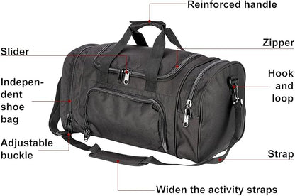 Tactical Travel Duffle Bag with Shoes Compartment Weekender Bags Carry On Overnight Bag For Men and Women Gym Sports Tote Pocket
